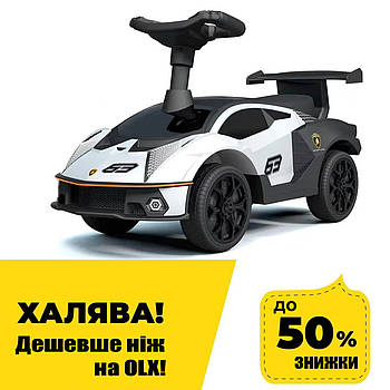 Дитяча каталка-толокар Lamborghini (машинка, музика, на батарейці) Bambi 660-1 Білий