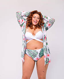 Комплект на пляж купальник і туніка. Купальник Plus Size. Кольоровий жіночий купальник.