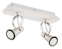 Світильник стельовий Lemir Dorin spot light — 2 bulbs — plywood (sonoma) + satin nickel O2432 P2 SONO