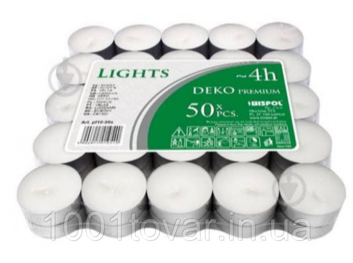 50 шт. Свічка-таблетка. Польща. Bispol. 4 години горіння., фото 1