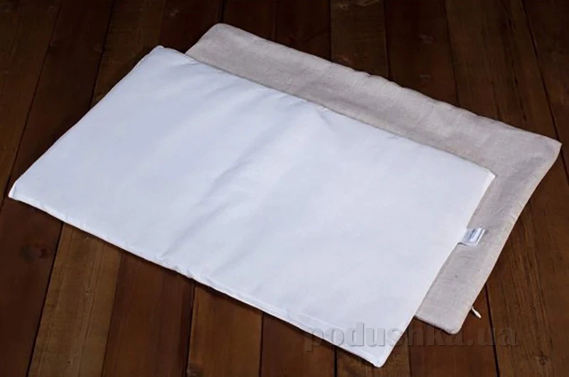 Подушка лляна в ліжечко Lintex чохол білий бавовна 35х55 см