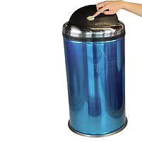 Кругле відро для сміття з рухомою кришкою з нержавіючої сталі побутове 32 літри, фото 2