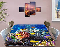 Мягкое стекло силиконовое для стола с фото принтом, Коралловый риф рыбки 100 х 120 см (1,2 мм)