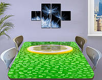 Силиконовая скатерть на стол с фотопечатью Лимон с каплями воды 70 х 120 см (1,2 мм)