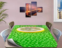 Силиконовая скатерть на стол с фотопечатью Лимон с каплями воды 120 х 90 см (1,2 мм)