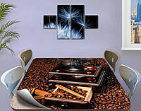 Силиконовая скатерть на стол с фотопечатью Кофемолка и кофе 60 х 120 см (1,2 мм)
