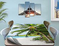 Покрытие для стола, мягкое стекло с фотопринтом, Пальма на пляже 90 х 120 см (1,2 мм)