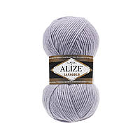 Пряжа для вязания Alize Lanagold 200 Серый с сиреневым оттенком (Ализе Лана голд Ализе Ланаголд)