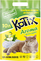 Силикагелевый наполнитель для кошачьего туалета Kotix Aroma Green Apple 10 л (с ароматом яблока)