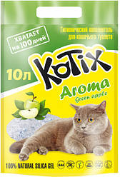 Силикагелевий наповнення для котячого туалету Kotix Aroma Green Apple 10 л (з ароматом яблука)