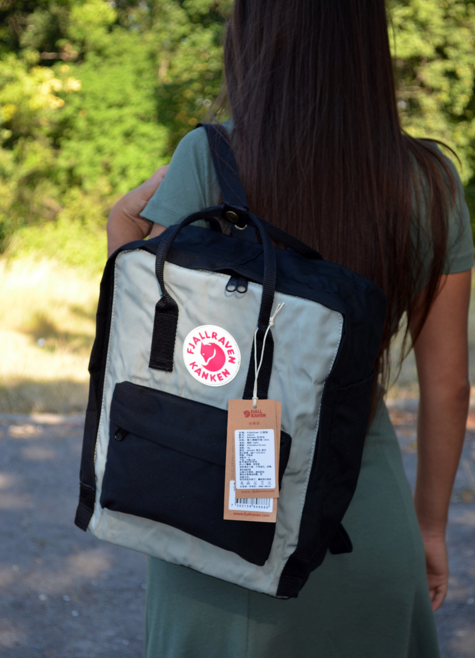 Kanken Classic Рюкзаки для школярів у сірому кольорі. Канкен Красиві шкільні рюкзаки сірі з чорним, фото 1