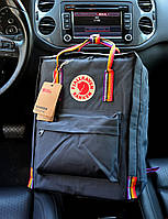 Kanken Classic рюкзаки з райдужними ручками темно-сині. Канкен Рюкзаки міські молодіжні. Шкільні рюкзаки, фото 3