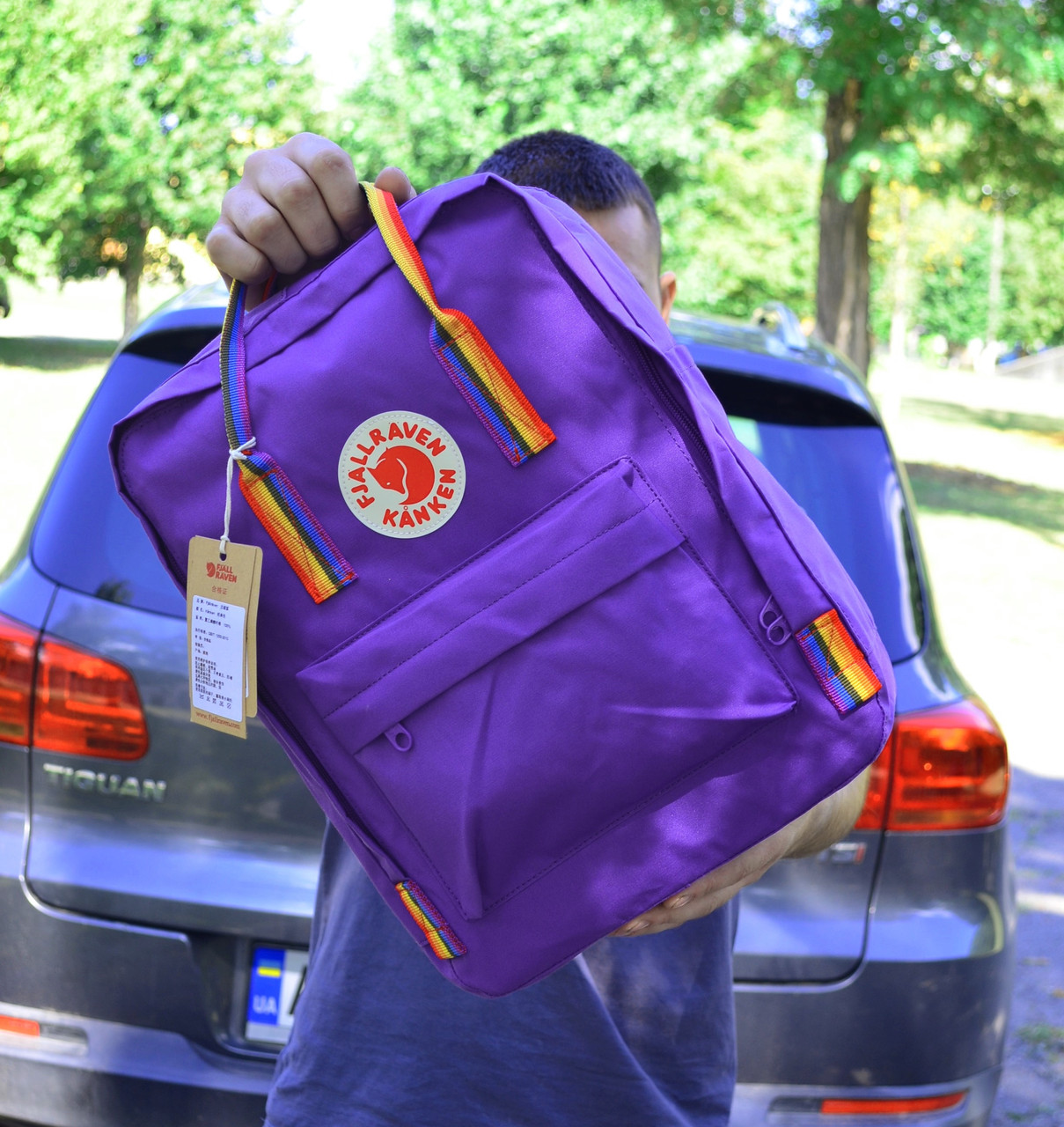 Канкен із райдужними ручками Fjallraven Kanken Classic Rainbow 16 л. Фіолетовий шкільний рюкзак Канкен Класик, фото 1