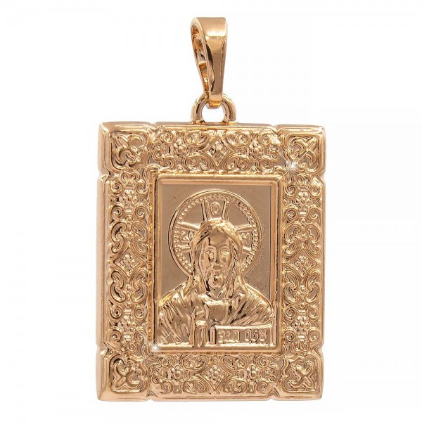 Ладанка лимонная позолота Образ Иисуса 2,1 см (Медицинское золото) - фото 3 - id-p1632340120