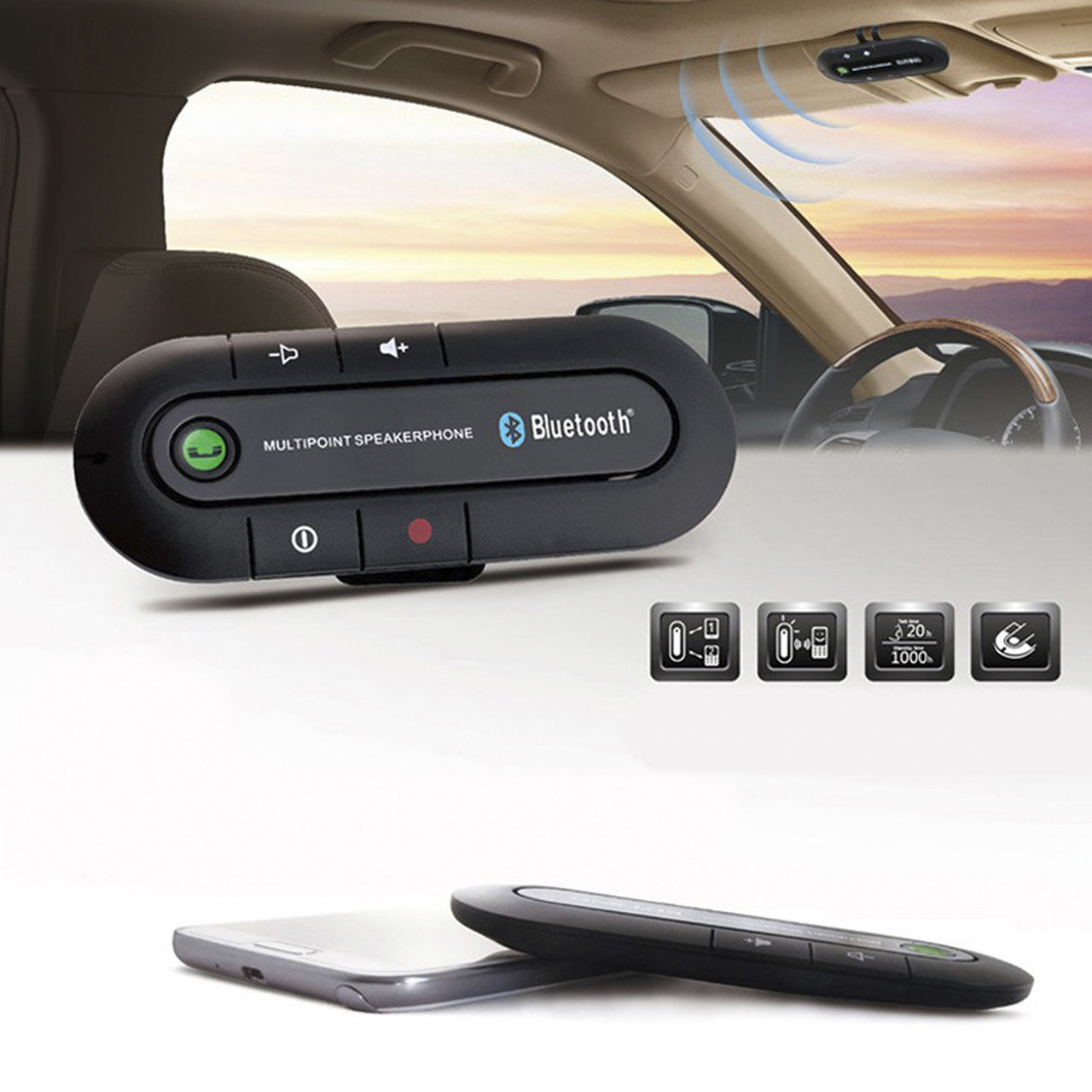 Автомобильное беспроводное устройство громкой связи Bluetooth HANDSFREE KIT SPEAKER с креплением на - фото 6 - id-p1632347446