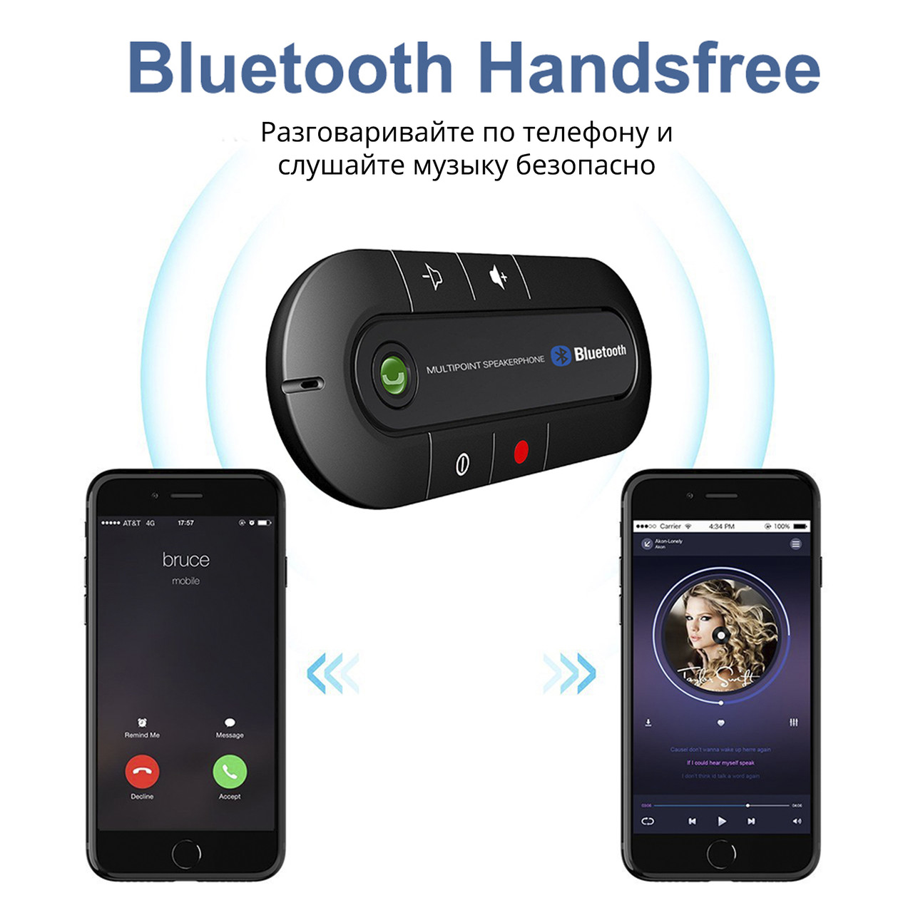 Автомобильное беспроводное устройство громкой связи Bluetooth HANDSFREE KIT SPEAKER с креплением на - фото 8 - id-p1632347446