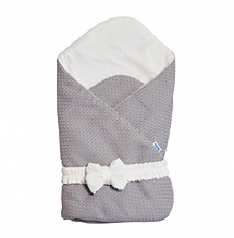 Конверт - ковдра для новонароджених з бантиком  Cotton, grey, світло сірий