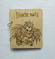 Деревянный блокнот "Death note" (на кольцах с ручкой), ежедневник из дерева, подарок фанату аниме