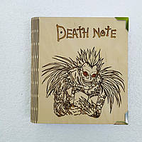 Дерев'яний блокнот "Death note" (на суцільній обкладинці з ручкою), щоденник із дерева, подарунок шанувальнику аніме