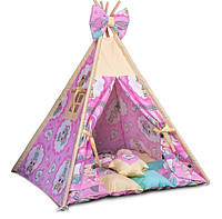 Игровой шалаш, палатка, вигвам с ковриком и подушкой. Размер 100*100 см высота 110 см Куклы набор