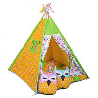 Игровой шалаш, палатка, вигвам с ковриком и подушкой. Размер 100*100 см высота 110 см Совы