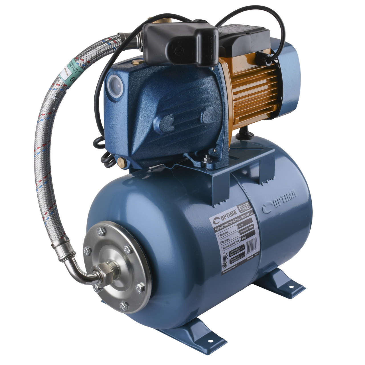 Насосна станція Optima JET100 PRIME (1,1 кВт, 4,2 мᶟ/год, напір 55 м, бак 24 л, на гребінці) для води, фото 1