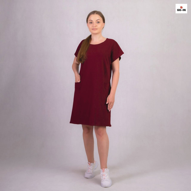 Платье женское однотонное хлопок летнее свободное 46-52р.