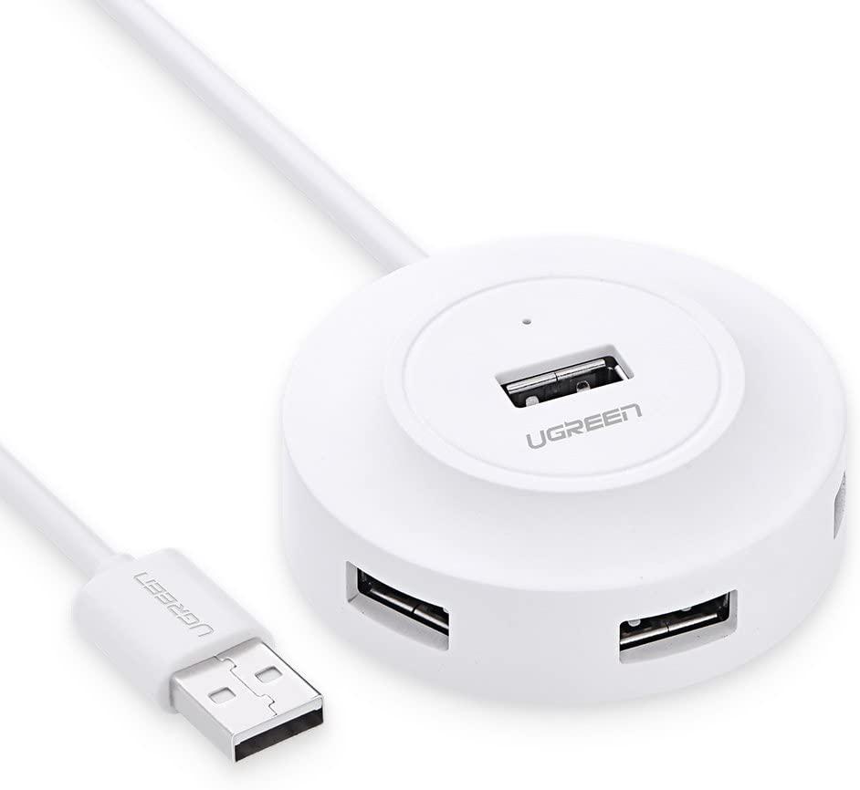 Багатопортовий концентратор хаб UGREEN USB 2.0 Hub 4 порти для ПК, мобільних телефонів, планшетів White (CR106)