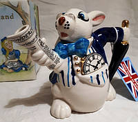 Элитный Фарфоровый английский заварочный чайник Белый Кролик, Льюис Кэрролл. Чудо Чайник Алиса в Стране Чудес,