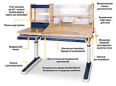 Дитячий стіл парта трансформер для дому | Mealux Oxford Wood Синій, фото 2