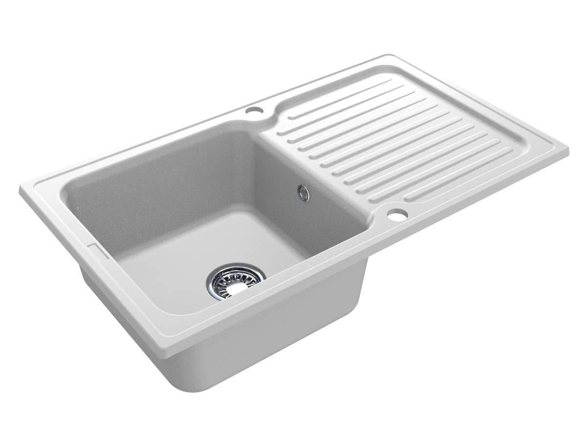 Кухонна мийка ORLEAN біла з 2 отворами під змішувач