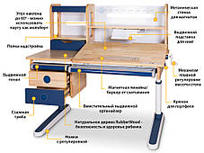 Дитячий стіл парта трансформер для дому | Mealux Oxford Wood Синій, фото 2