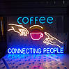 Неонова LED вивіска "Cofee Connecting People" 900x600 мм різнокольорова з дімером, фото 3