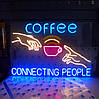 Неонова LED вивіска "Cofee Connecting People" 900x600 мм різнокольорова з дімером, фото 5