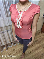 Елегантна жіноча блузка з рюшами без рукавів Легка повсякденна літня блуза софт