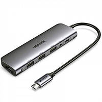 Многопортовый адаптер концентратор UGREEN 6-in-1 USB-C Hub with 3.5mm AUX + 4K HDMI Grey (CM136)