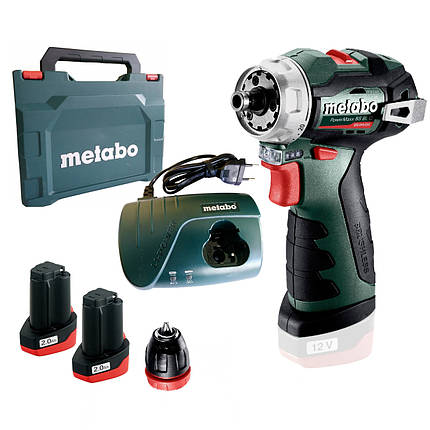 Акумуляторний безщітковий шуруповерт Metabo PowerMaxx BS BL Q : 38 Нм, кейс шуруповерт для дому (601749500), фото 1