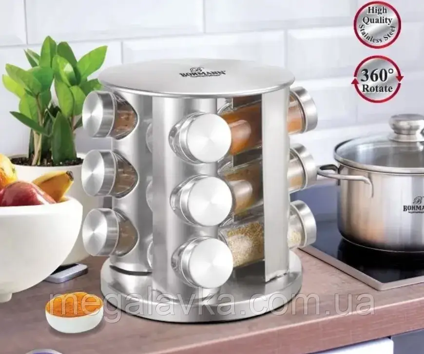 Набір для спецій на підставці Bohmann BH 7860- 12 пр. — MegaLavka