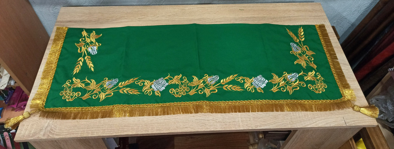 Скатертина з вишивкою з габардину 100×35 см