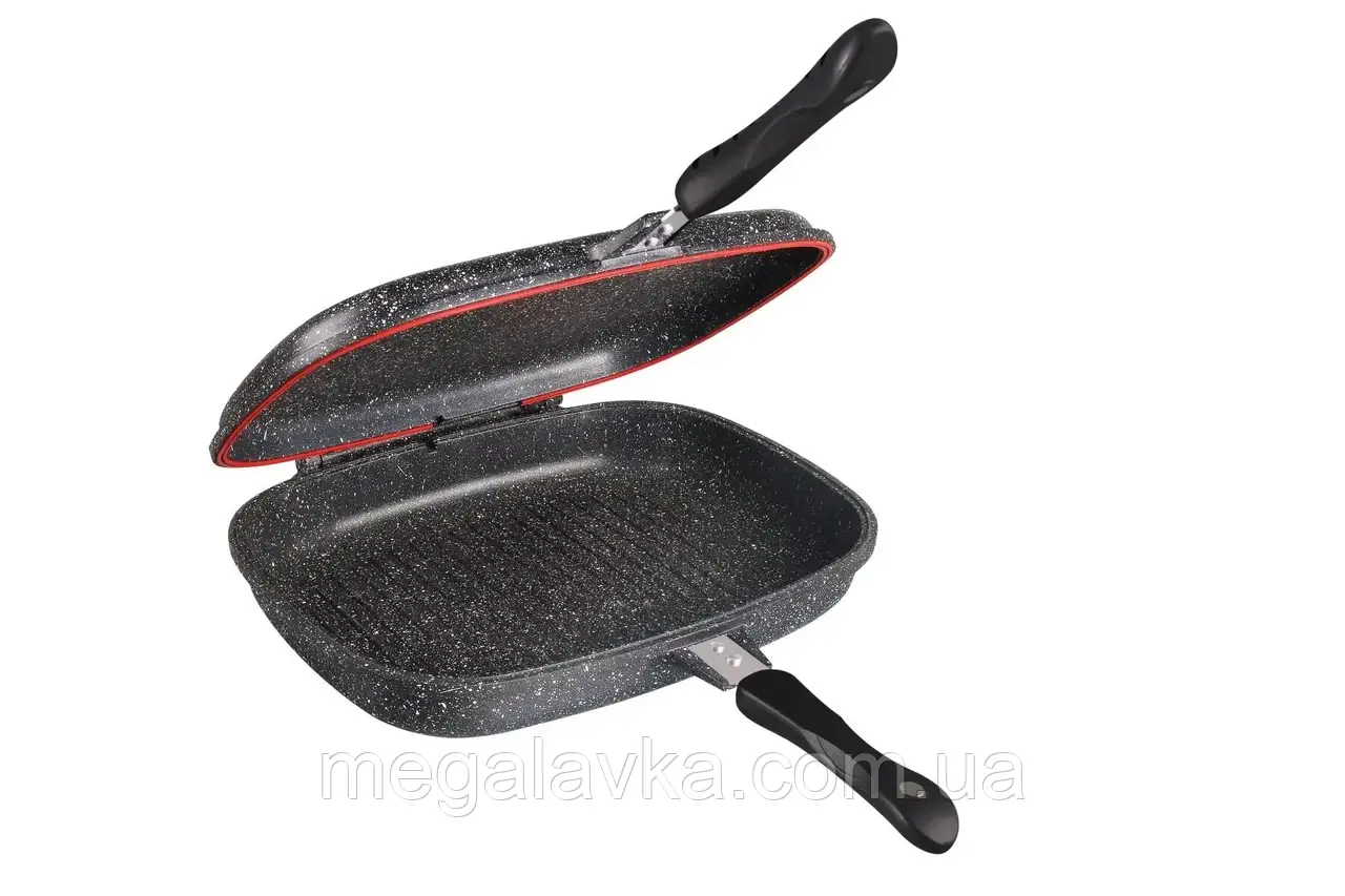 Двостороння сковорода-гриль Bohmann BH 1700-34 MRB — мармур — MegaLavka