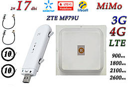 Повний комплект 4G/LTE/3G WiFi Роутер ZTE MF79u + MiMo антеною 2×17 dbi під Київстар, Vodafone, Lifecell