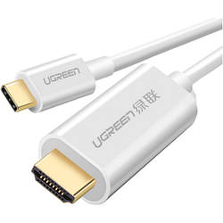 Кабель Ugreen USB Type-C to HDMI з позолоченими конекторами 1.5 м White (MM121)