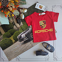 Красная детская фирменная футболка Porsche