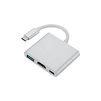 Переходник Dynamode Dynamode USB3.1 Type-C to 1хHDMI, 1хUSB 3.0, 1хUSB Type-C Fe (Multiport USB 3.1 Type-C to