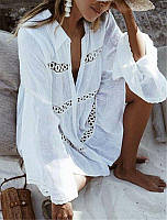 Туніка пляжна літня біла жіноча сорочка