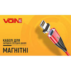 Кабель магнітний VOIN USB — Micro USB 3 А, 1 m, red (швидке заряджання/передавання даних) (VC-6101M RD), фото 2