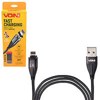 Кабель магнітний VOIN USB — Lightning 3А, 2 m, black (швидке заряджання/передавання даних) (VL-6102L BK)