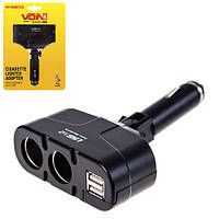 Розгалужувач прикурювача VOIN 2 виходи + 2 USB 1500mA/передохр/зм.кут (WF-0668/003)