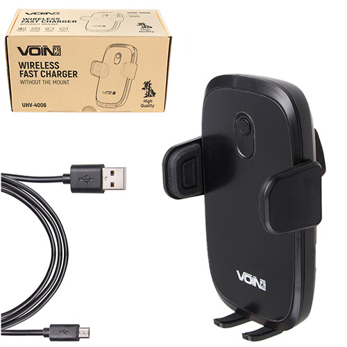 Тримач мобільного телефона VOIN UHV-4006 з бездротовою зарядкою, без кронштейна (UHV-4006)