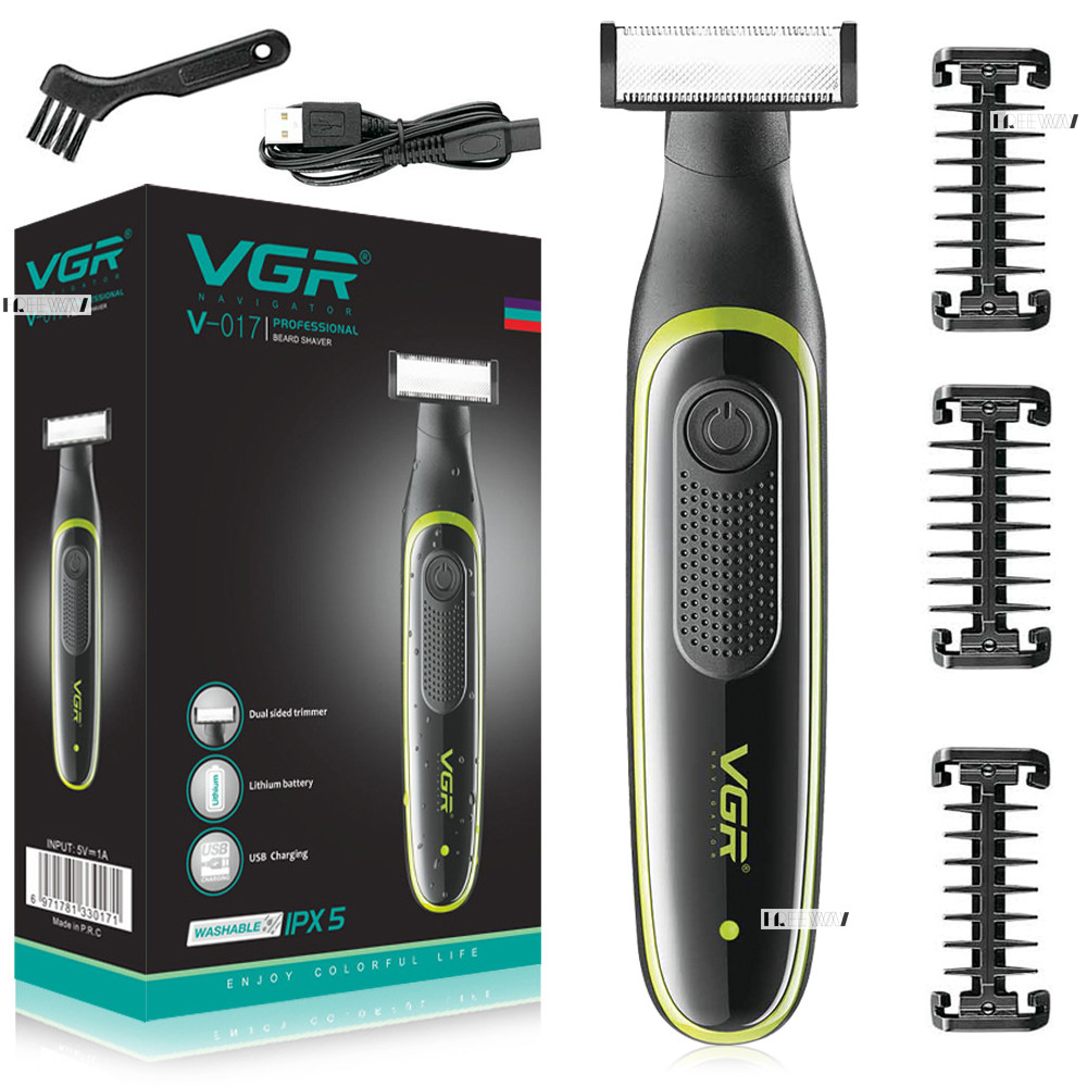 Електробритва тример чоловіча для бороди для вологого та сухого гоління акумуляторна VGR 5W IPX5 USB (V-017)